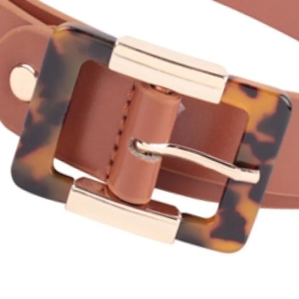 NWT TREND ALERT STYLISH BELT ACRYLIC PU BUCKLE FAUX LEATHER FASHION BELT